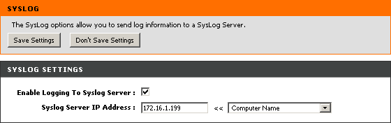 ��������� ���������������� syslog �&nbsp;IP-����� �������
